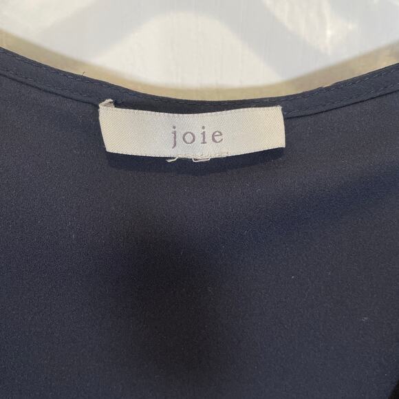 Joie Orita B Floral Print Midi Dress Flutter Sleeve Navy Pink Silk Ruffle 8 - Picture 3 of 6